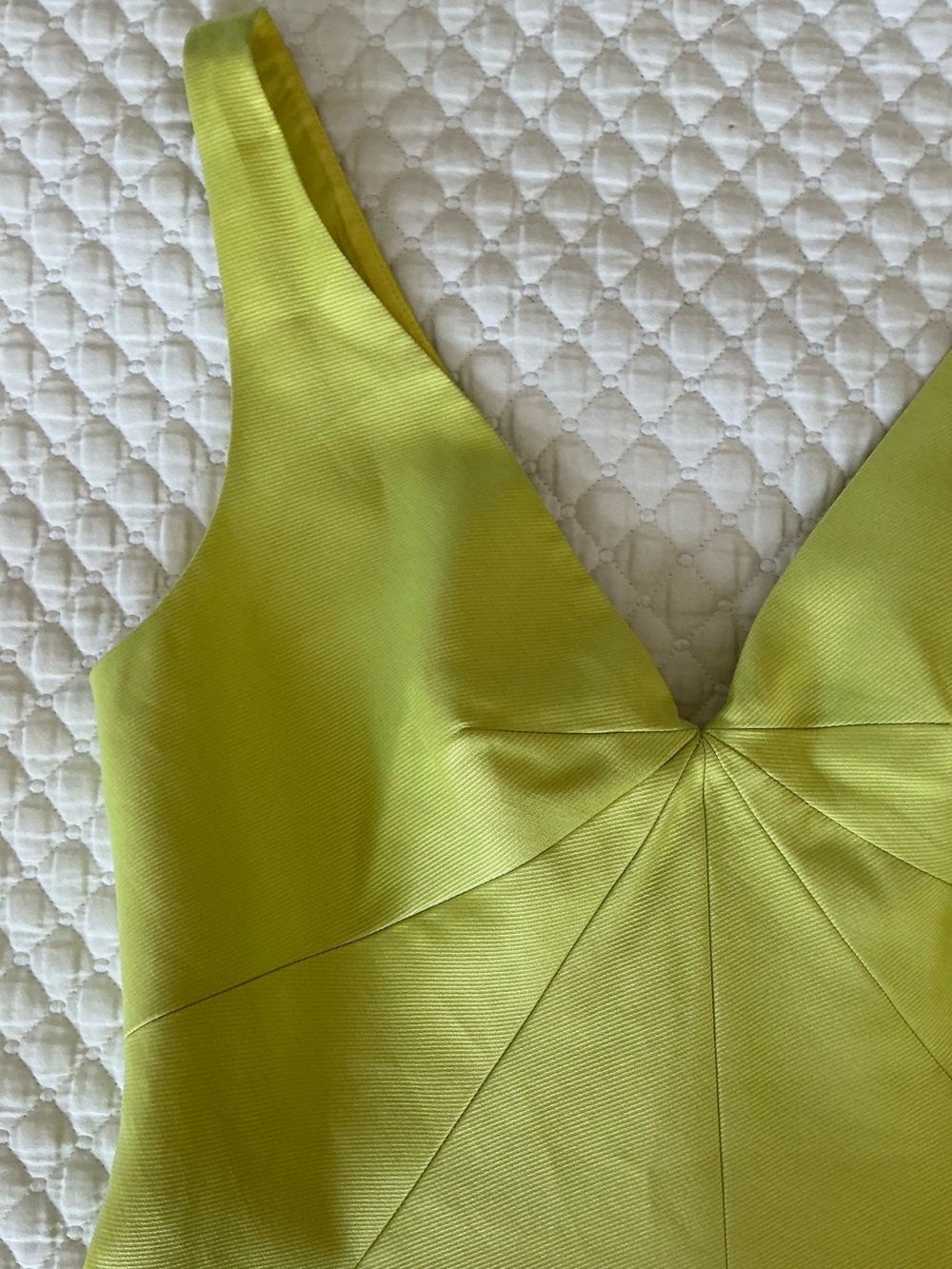 J.Crew Chartreuse Silk Blend Lime Green Sleeveless V-Neck Cocktail Dress 8 - Picture 13 of 15
